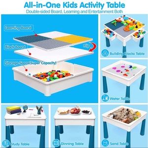 Kids Activity Table Toddlers Kids Table and Chair Set with 152Pcs Large Marble